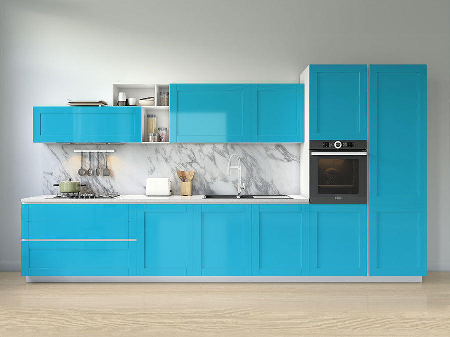 Rwraps™ Gloss Sky Blue Kitchen Cabinet Wraps