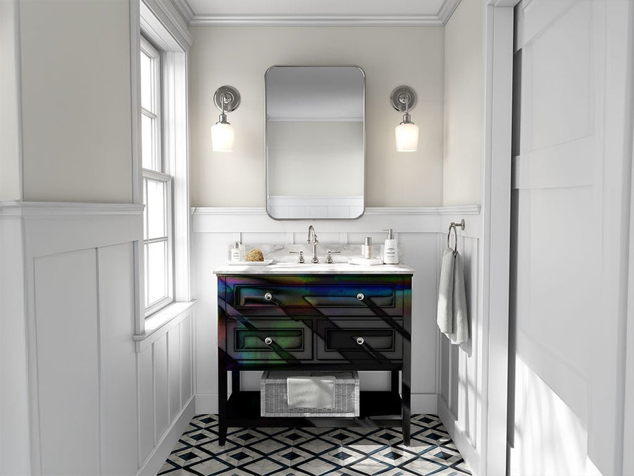 Rwraps Holographic Chrome Black Neochrome DIY Bathroom Cabinet Wraps