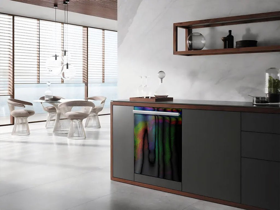 Rwraps™ Holographic Chrome Black Neochrome Wrapped Dishwasher Example