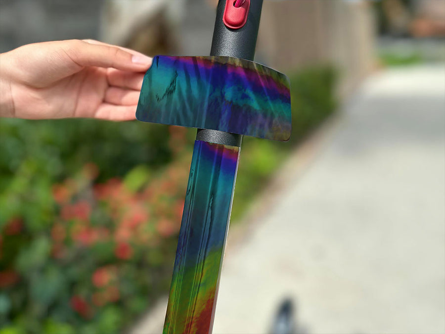 Rwraps Holographic Chrome Black Neochrome Electric Kick-Scooter Wraps