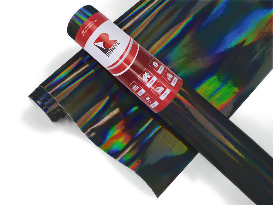 Rwraps Holographic Chrome Black Neochrome Boat Wrap Color Film