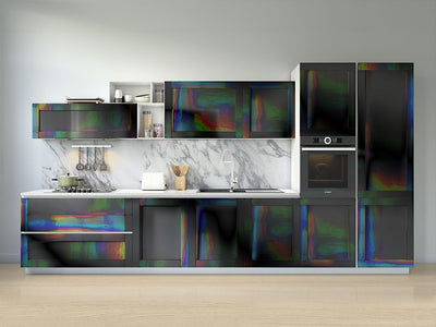 Rwraps™ Holographic Chrome Black Neochrome Kitchen Cabinet Wraps