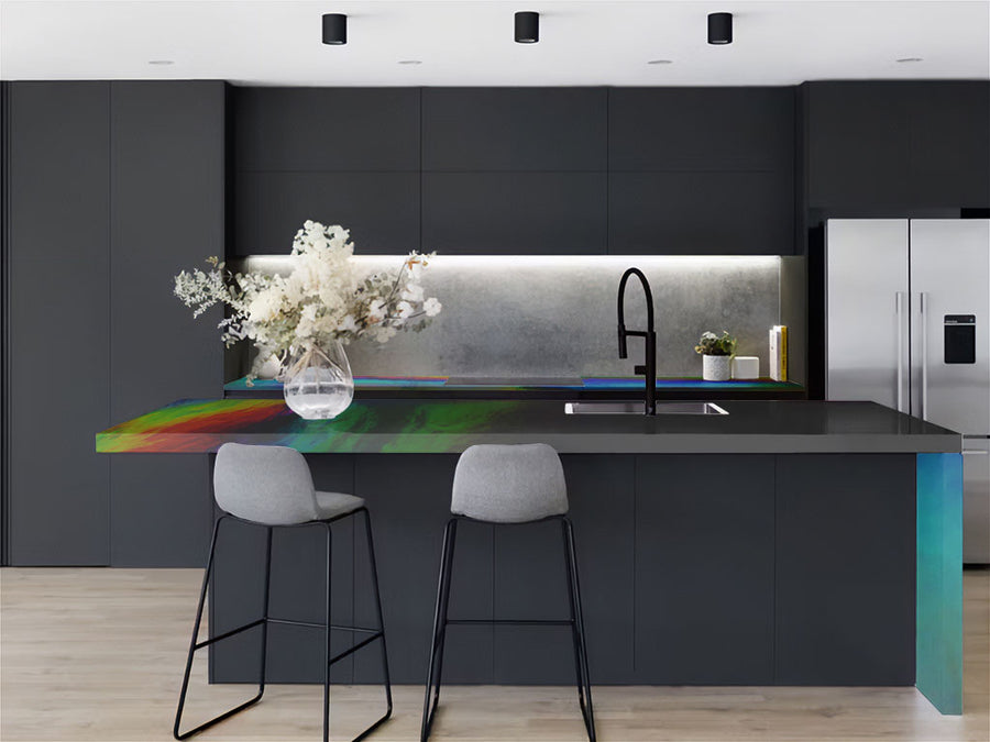 Rwraps™ Holographic Chrome Black Neochrome Kitchen Countertop Wraps