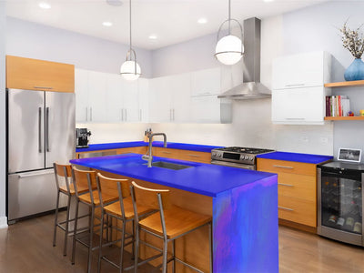 Rwraps Holographic Chrome Blue Neochrome Custom Kitchen Counter Wraps