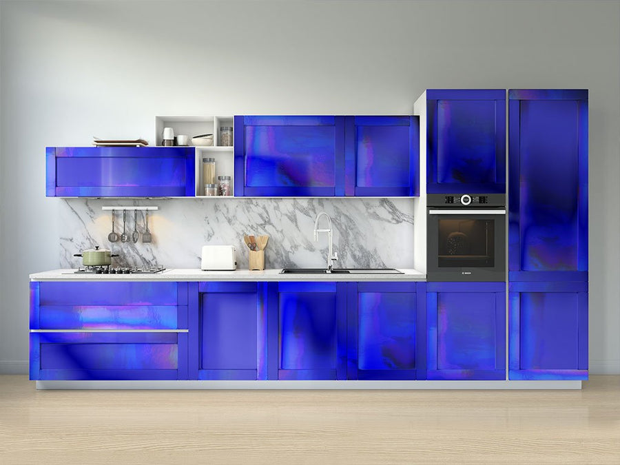Rwraps™ Holographic Chrome Blue Neochrome Kitchen Cabinet Wraps