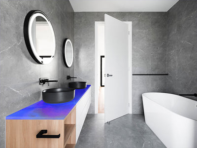 Rwraps™ Holographic Chrome Blue Neochrome Bathroom Countertop Wraps