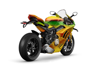 Rwraps™ Holographic Chrome Gold Neochrome Motorcycle Wraps Bike