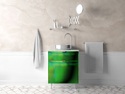 Rwraps™ Holographic Chrome Green Neochrome Bathroom Cabinet Wraps