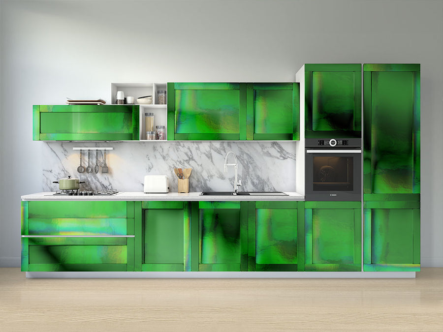 Rwraps™ Holographic Chrome Green Neochrome Kitchen Cabinet Wraps