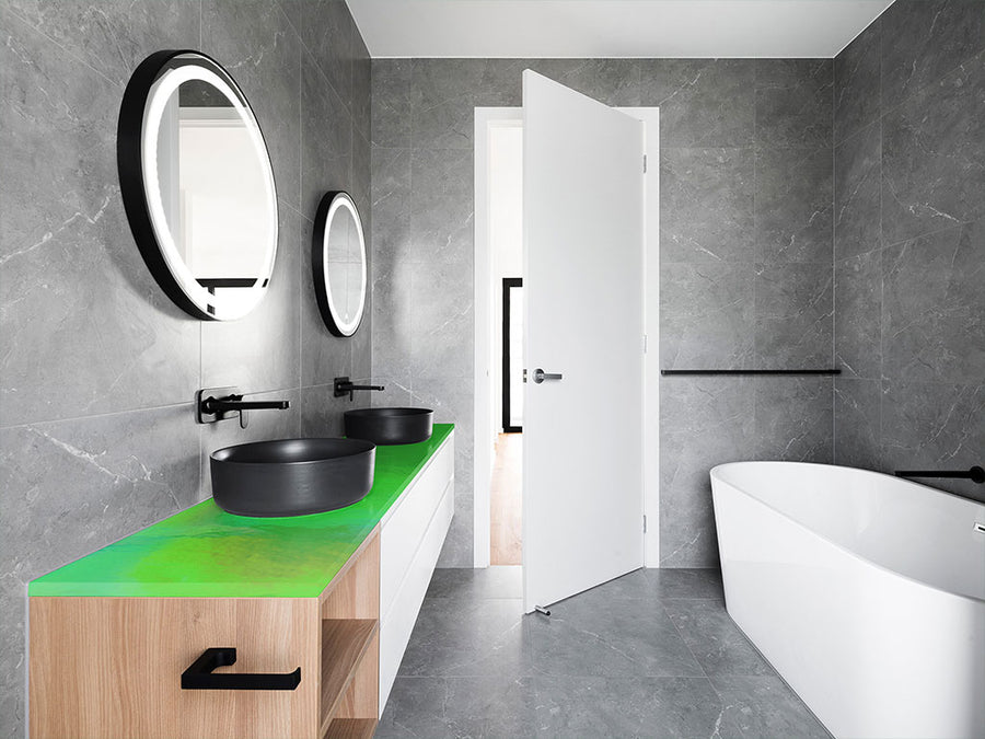 Rwraps™ Holographic Chrome Green Neochrome Bathroom Countertop Wraps