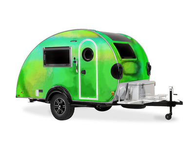 Rwraps Holographic Chrome Green Neochrome DIY Tear Drop Trailer Wraps