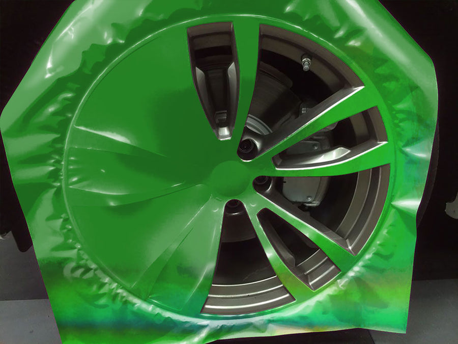 Rwraps™ Holographic Chrome Green Neochrome Custom Wheel Installation Process