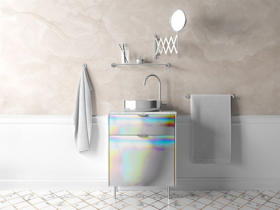 Rwraps™ Holographic Chrome Silver Neochrome (Matte) Bathroom Cabinet Wraps