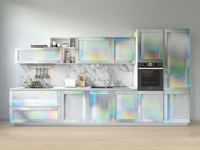 Rwraps™ Holographic Chrome Silver Neochrome (Matte) Kitchen Cabinet Wraps