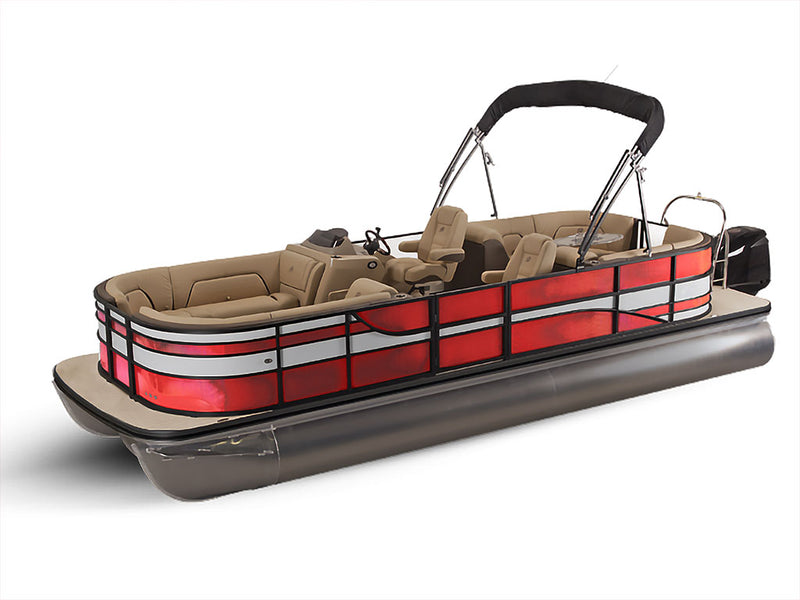 Rwraps Holographic Chrome Red Neochrome Pontoon Custom Boat Wrap