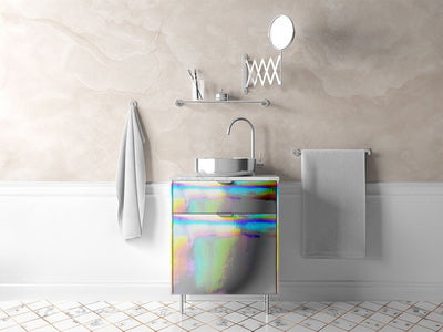 Rwraps™ Holographic Chrome Silver Neochrome Bathroom Cabinet Wraps