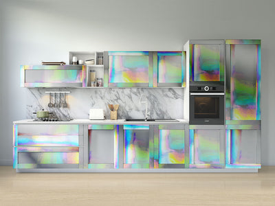 Rwraps™ Holographic Chrome Silver Neochrome Kitchen Cabinet Wraps