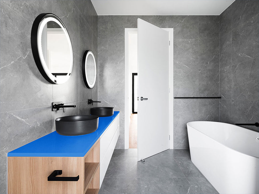 Rwraps™ Hyper Gloss Blue Bathroom Countertop Wraps