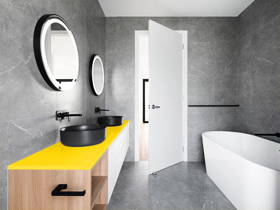 Rwraps™ Hyper Gloss Yellow Bathroom Countertop Wraps