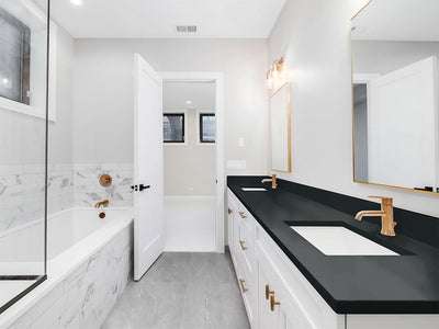 Rwraps Leather Black DIY Built-In Bathroom Countertop Wraps