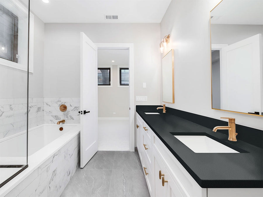 Rwraps Leather Black DIY Built-In Bathroom Countertop Wraps