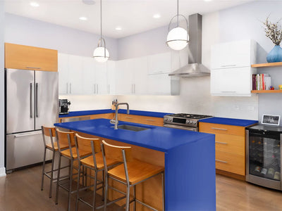 Rwraps Matte Chrome Blue Custom Kitchen Counter Wraps