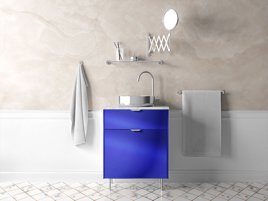 Rwraps™ Matte Chrome Blue Bathroom Cabinet Wraps