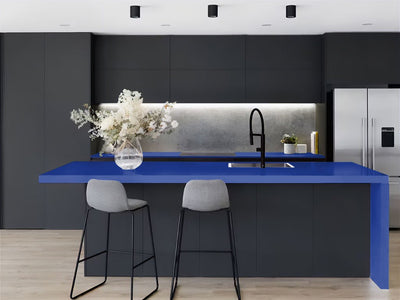 Rwraps™ Matte Chrome Blue Kitchen Countertop Wraps