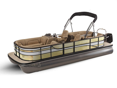Rwraps Matte Chrome Champagne Pontoon Custom Boat Wrap