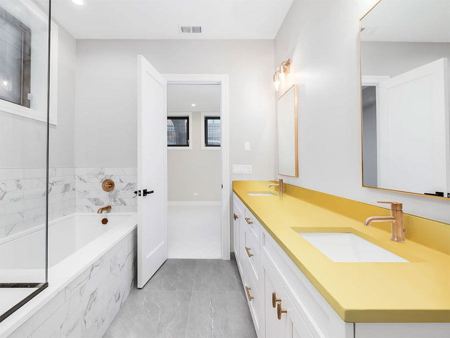 Rwraps Matte Chrome Gold DIY Built-In Bathroom Countertop Wraps
