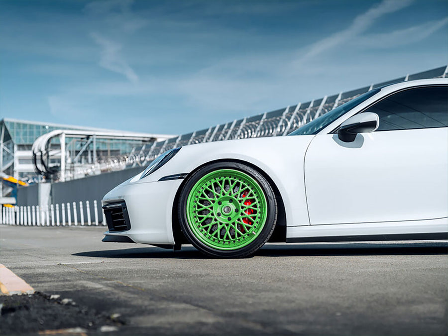 Rwraps™ Matte Chrome Green Wrapped Rim Example