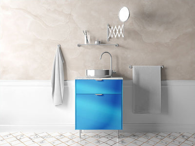 Rwraps™ Matte Chrome Light Blue Bathroom Cabinet Wraps