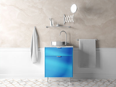 Rwraps™ Matte Chrome Light Blue Bathroom Cabinet Wraps