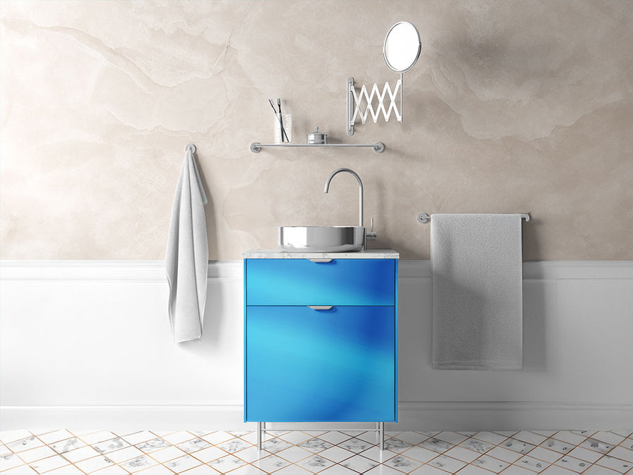 Rwraps™ Matte Chrome Light Blue Bathroom Cabinet Wraps