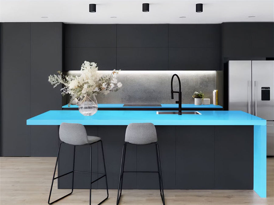 Rwraps™ Matte Chrome Light Blue Kitchen Countertop Wraps