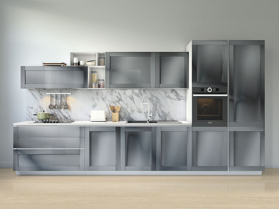 Rwraps™ Matte Chrome Dark Gray Fog (Metallic) Kitchen Cabinet Wraps