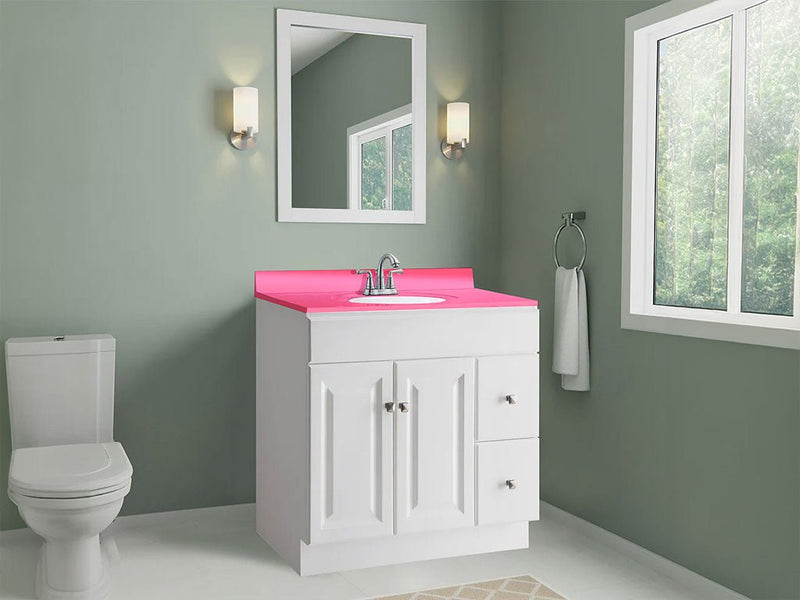 Rwraps Matte Chrome Pink Rose Custom Bathroom Counter Wraps