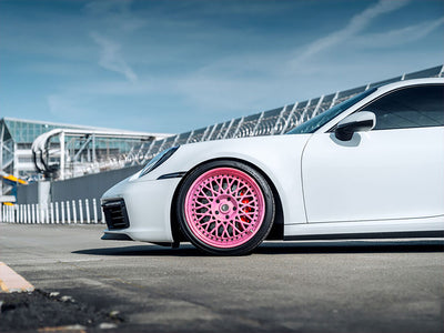 Rwraps™ Matte Chrome Pink Rose Wrapped Rim Example