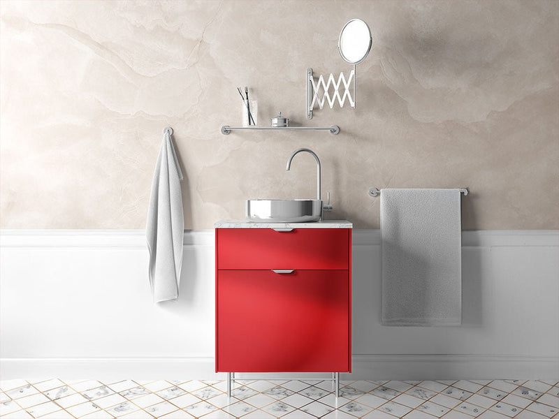 Rwraps™ Matte Chrome Red Bathroom Cabinet Wraps