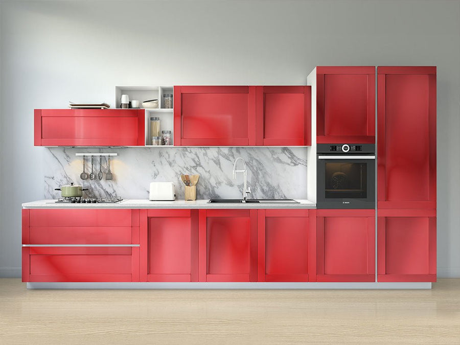 Rwraps™ Matte Chrome Red Kitchen Cabinet Wraps