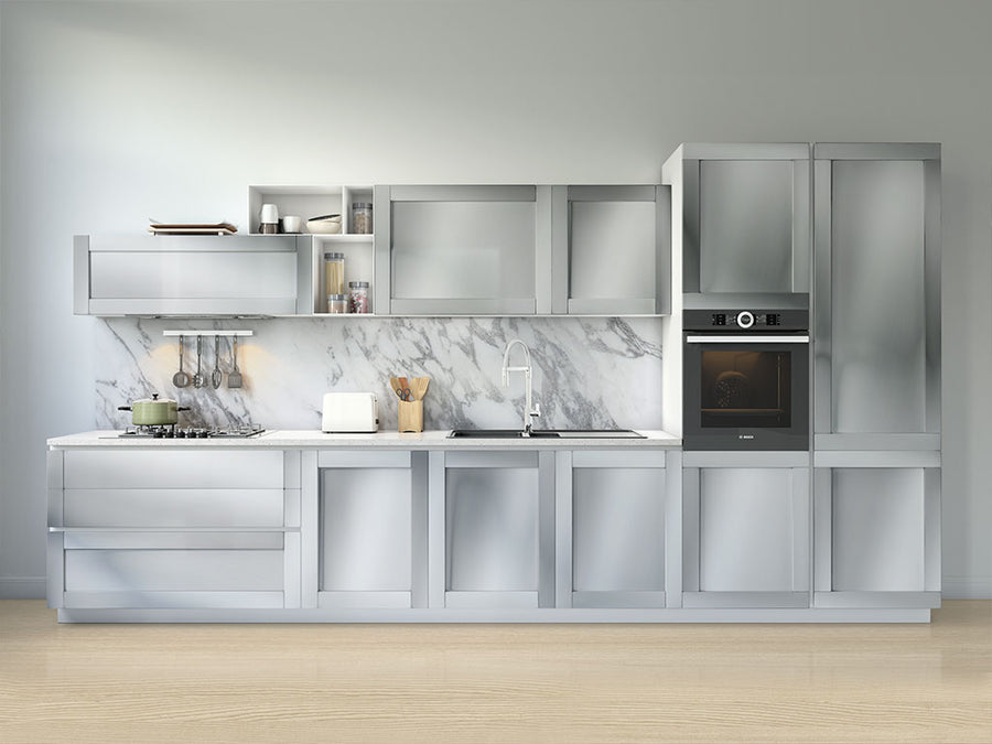 Rwraps™ Matte Chrome Silver Kitchen Cabinet Wraps