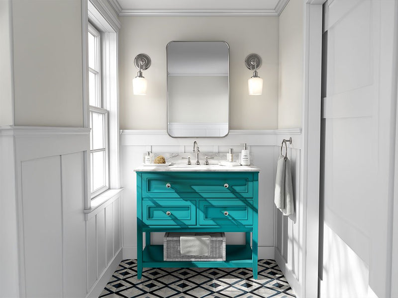 Rwraps Matte Chrome Teal DIY Bathroom Cabinet Wraps