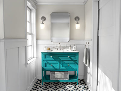 Rwraps Matte Chrome Teal DIY Bathroom Cabinet Wraps