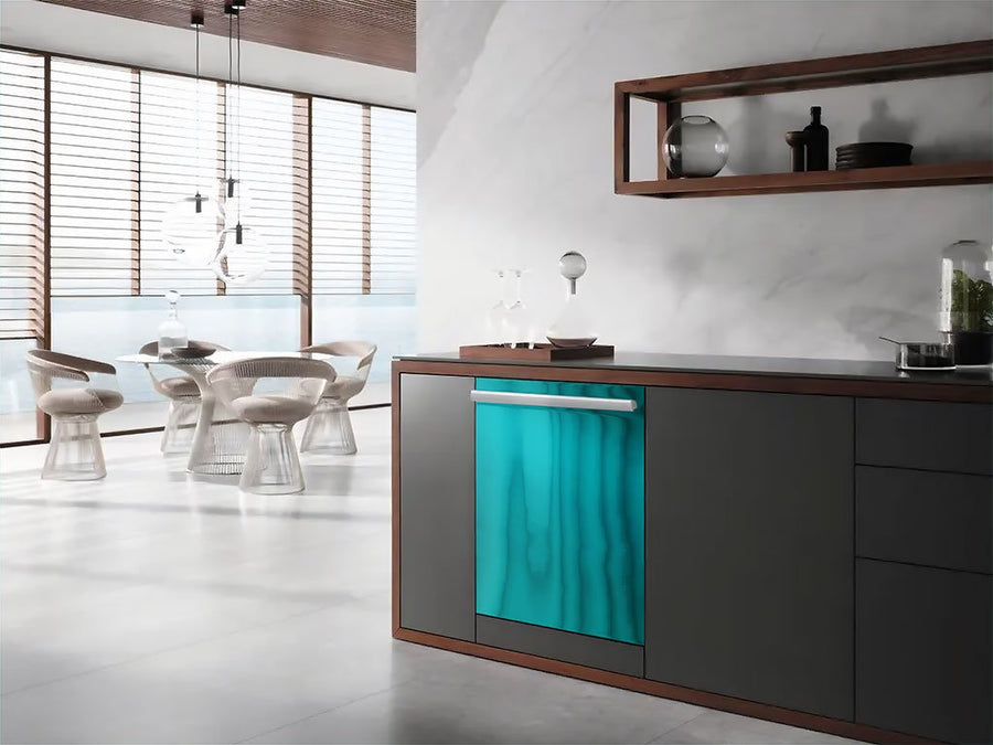 Rwraps™ Matte Chrome Teal Wrapped Dishwasher Example
