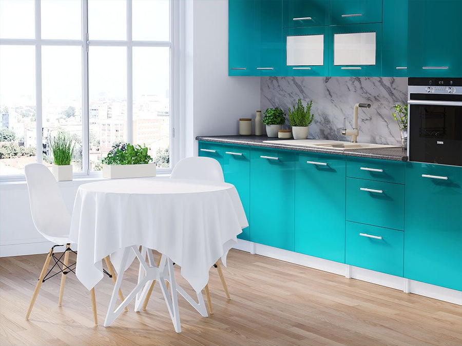 Rwraps Matte Chrome Teal DIY Kitchen Cabinet Wraps