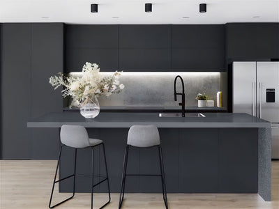 Rwraps™ Satin Metallic Deep Gray Kitchen Countertop Wraps