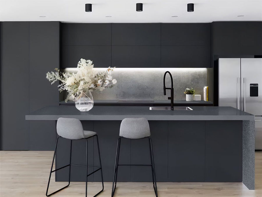 Rwraps™ Satin Metallic Deep Gray Kitchen Countertop Wraps