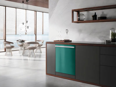 Rwraps™ Satin Metallic Emerald Green Wrapped Dishwasher Example