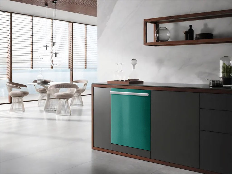 Rwraps™ Satin Metallic Emerald Green Wrapped Dishwasher Example
