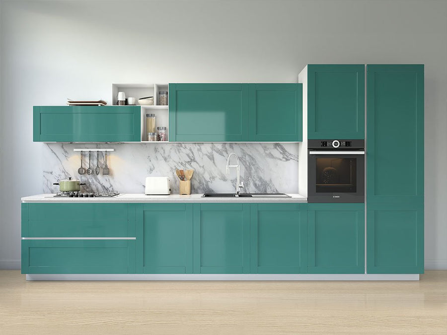Rwraps™ Satin Metallic Emerald Green Kitchen Cabinet Wraps
